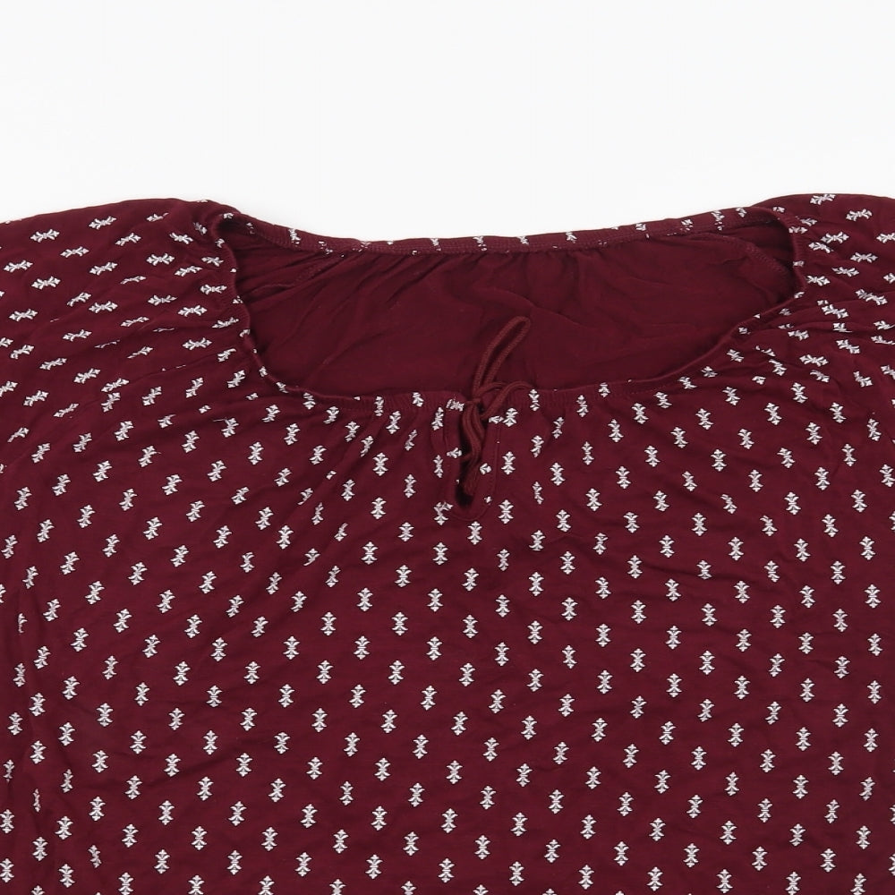 Vivance Womens Red Geometric  Basic Blouse Size 10