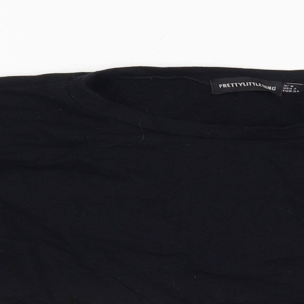 PRETTYLITTLETHING Womens Black   Pullover Sweatshirt Size 6