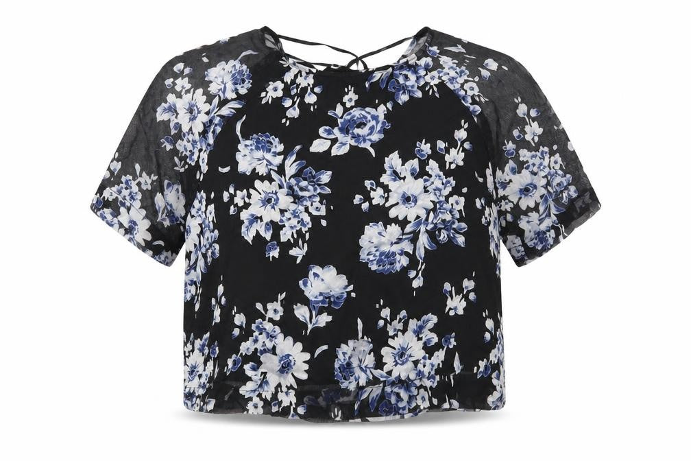 New Look Womens Black Floral  Basic Blouse Size 8