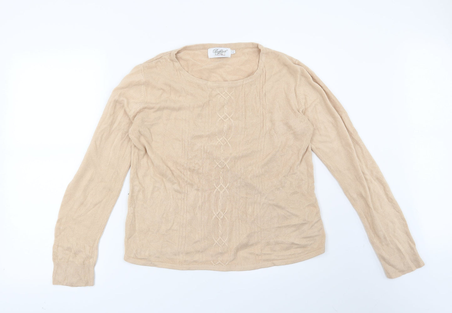 Reflect Womens Beige Geometric  Pullover Jumper Size L