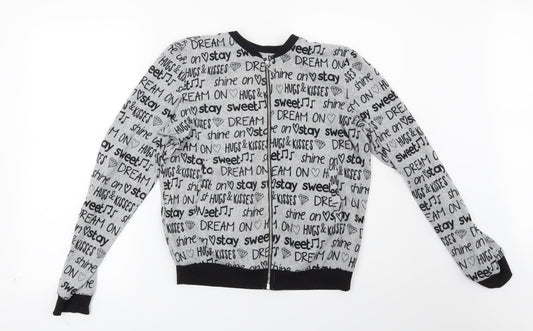 Sinsay Womens Grey Geometric  Full Zip Sweatshirt Size XS  - Dream