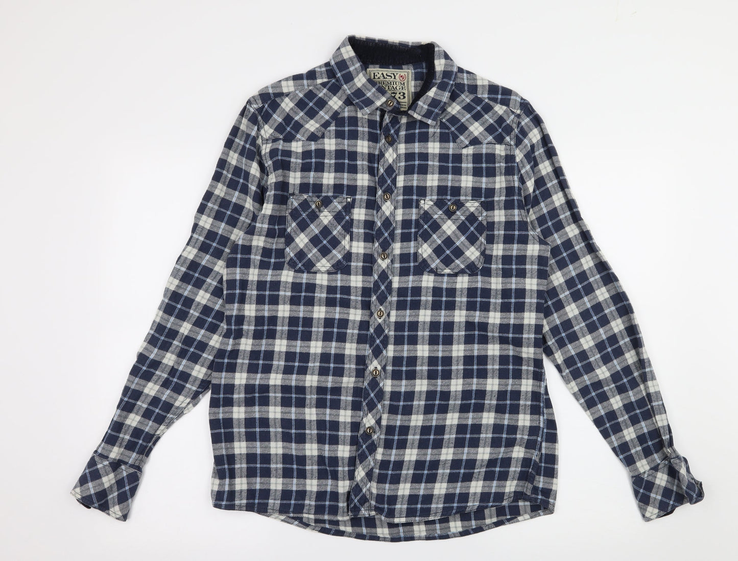 Easy Mens Black    Button-Up Size M