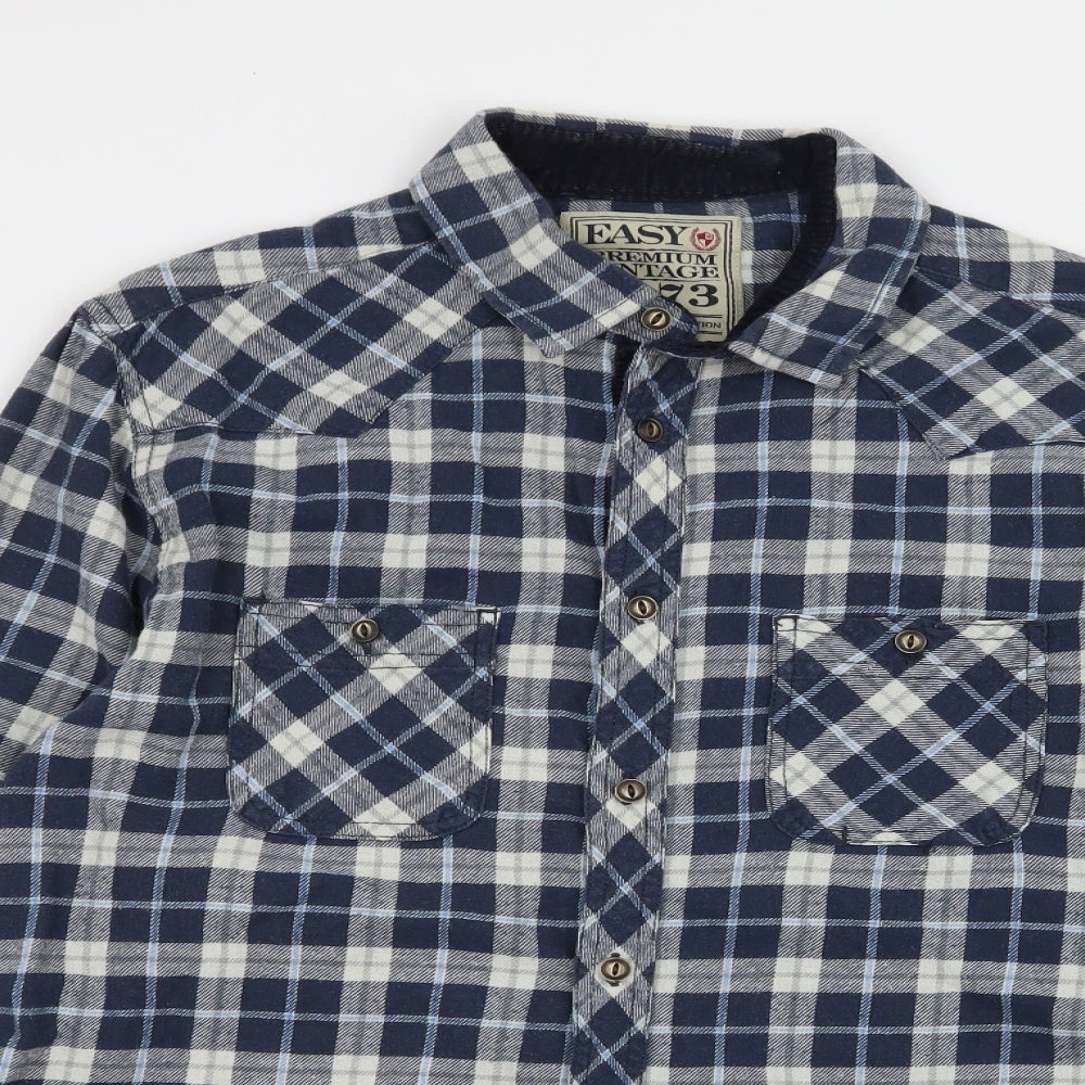 Easy Mens Black    Button-Up Size M