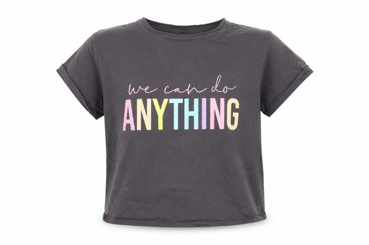 George Girls Grey  Jersey Basic T-Shirt Size 8-9 Years  - We Can Do Anything