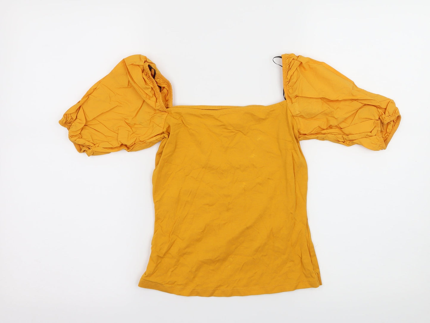 H&M Womens Yellow  Jersey Basic Blouse Size XS