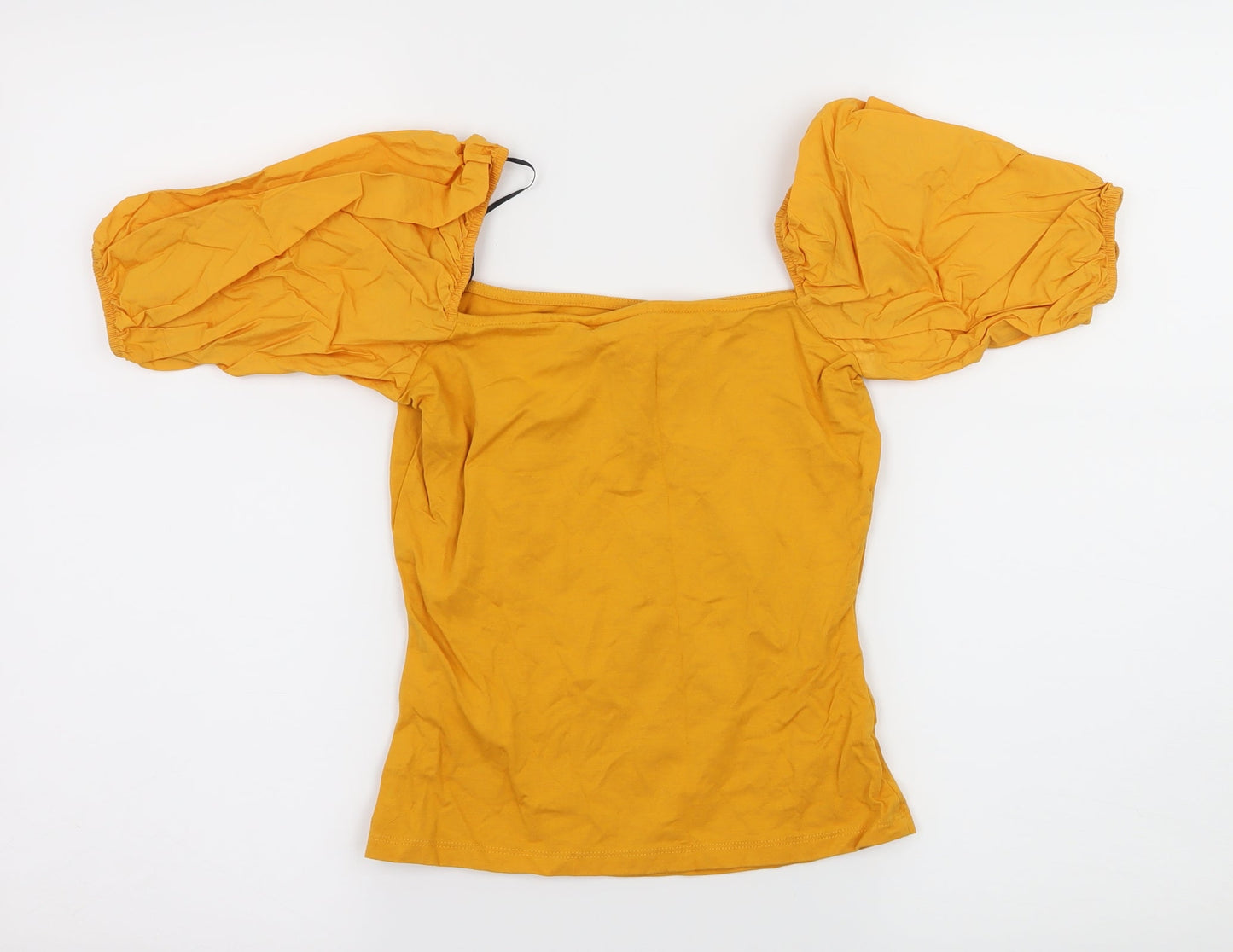 H&M Womens Yellow  Jersey Basic Blouse Size XS