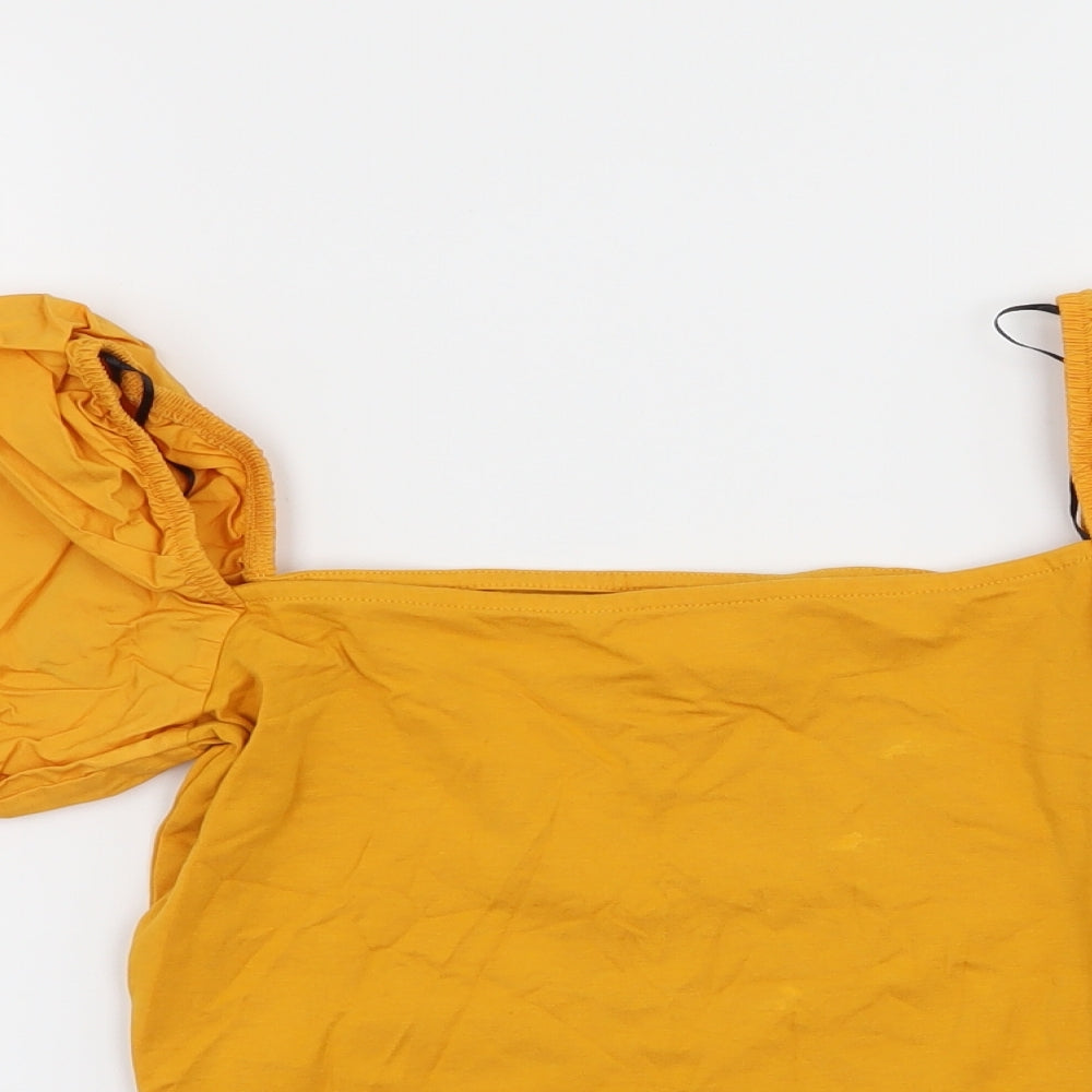 H&M Womens Yellow  Jersey Basic Blouse Size XS