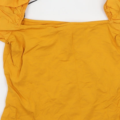 H&M Womens Yellow  Jersey Basic Blouse Size XS