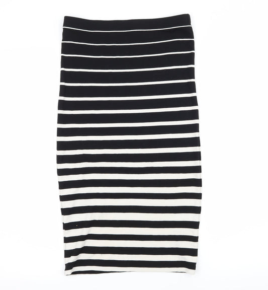 Sports Girl Womens Black Striped Jersey Straight & Pencil Skirt Size XS