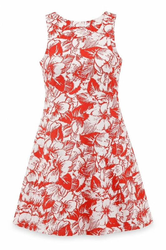 Najma Womens Red Floral Jersey T-Shirt Dress  Size 8