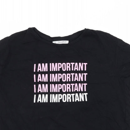 Pull&Bear Womens Black  Jersey Basic T-Shirt Size S  - I am important