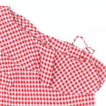 New Look Womens Red Check  Basic Blouse Size 14