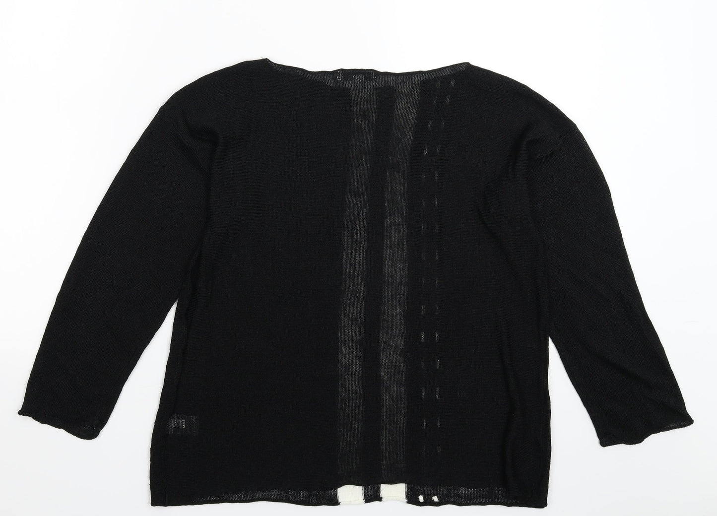 Meredith Womens Black Striped Knit Pullover Jumper Size M