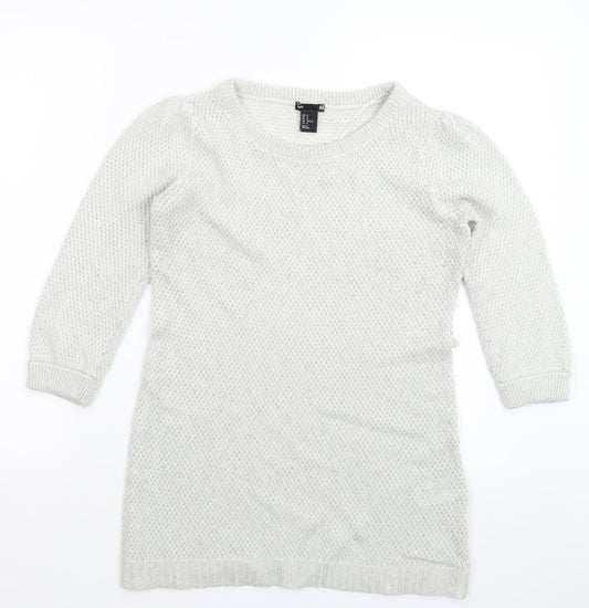 H&M Womens White  Knit Pullover Jumper Size M