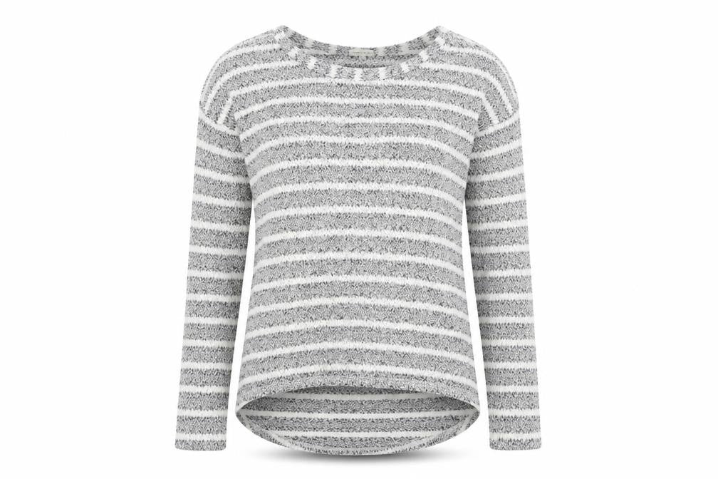 River Island Womens Grey Striped Knit Pullover Jumper Size 6