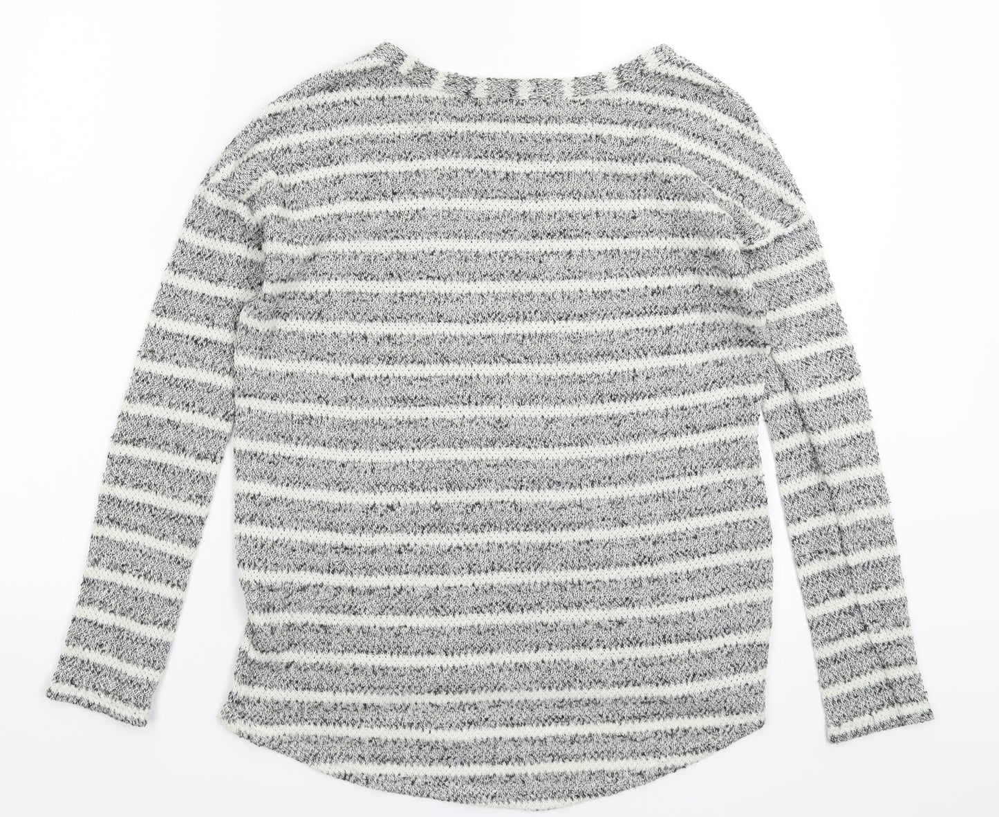 River Island Womens Grey Striped Knit Pullover Jumper Size 6