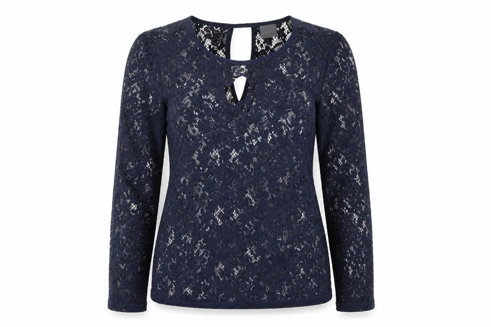 VERO MODA Womens Blue Floral Lace Basic Blouse Size M
