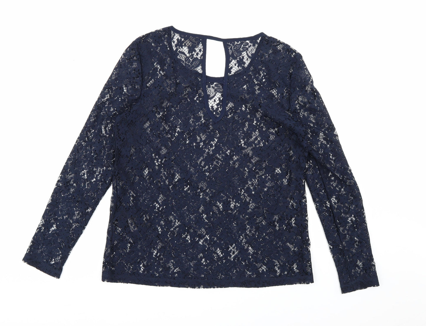 VERO MODA Womens Blue Floral Lace Basic Blouse Size M
