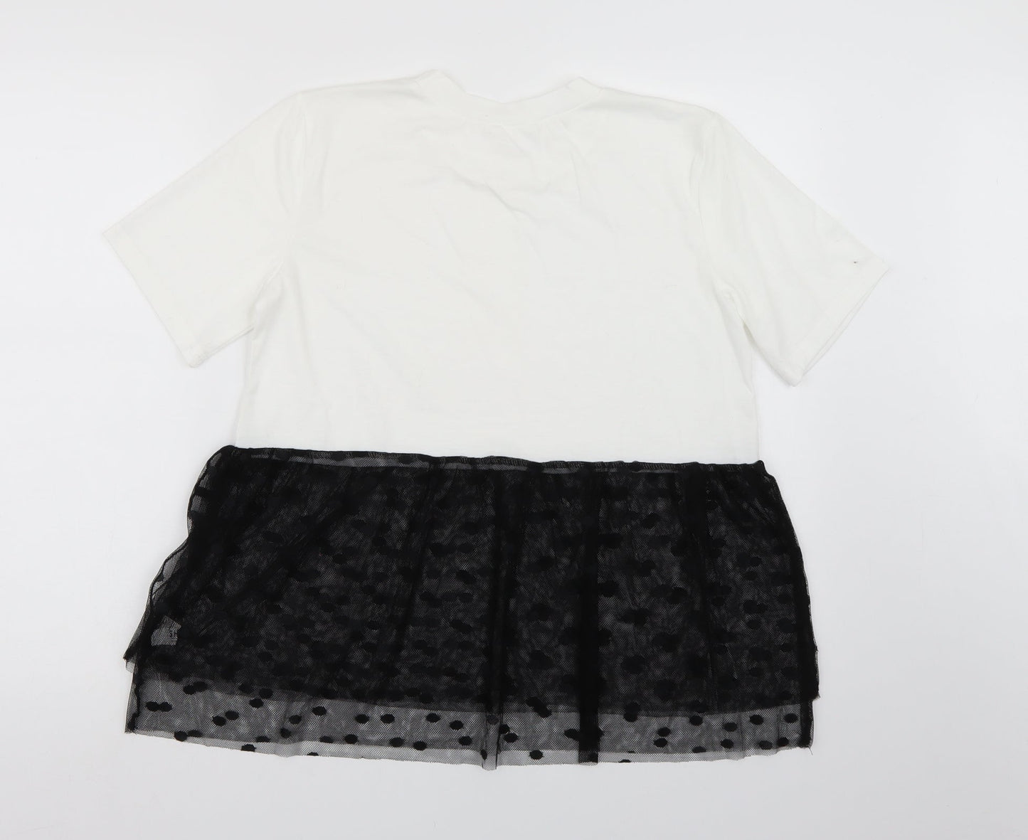 Preworn Womens White Polka Dot  Basic T-Shirt Size S