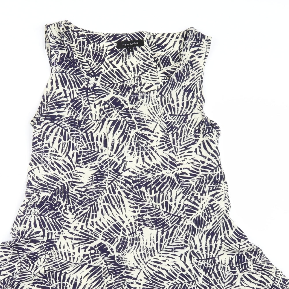 New Look Womens Blue Floral  A-Line  Size 8