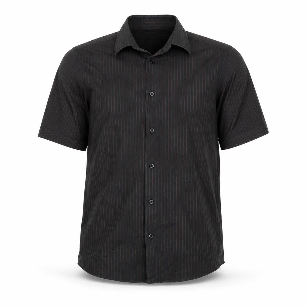 Charisma Mens Black Striped   Button-Up Size XL