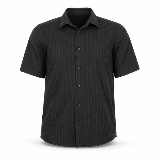 Charisma Mens Black Striped   Button-Up Size XL