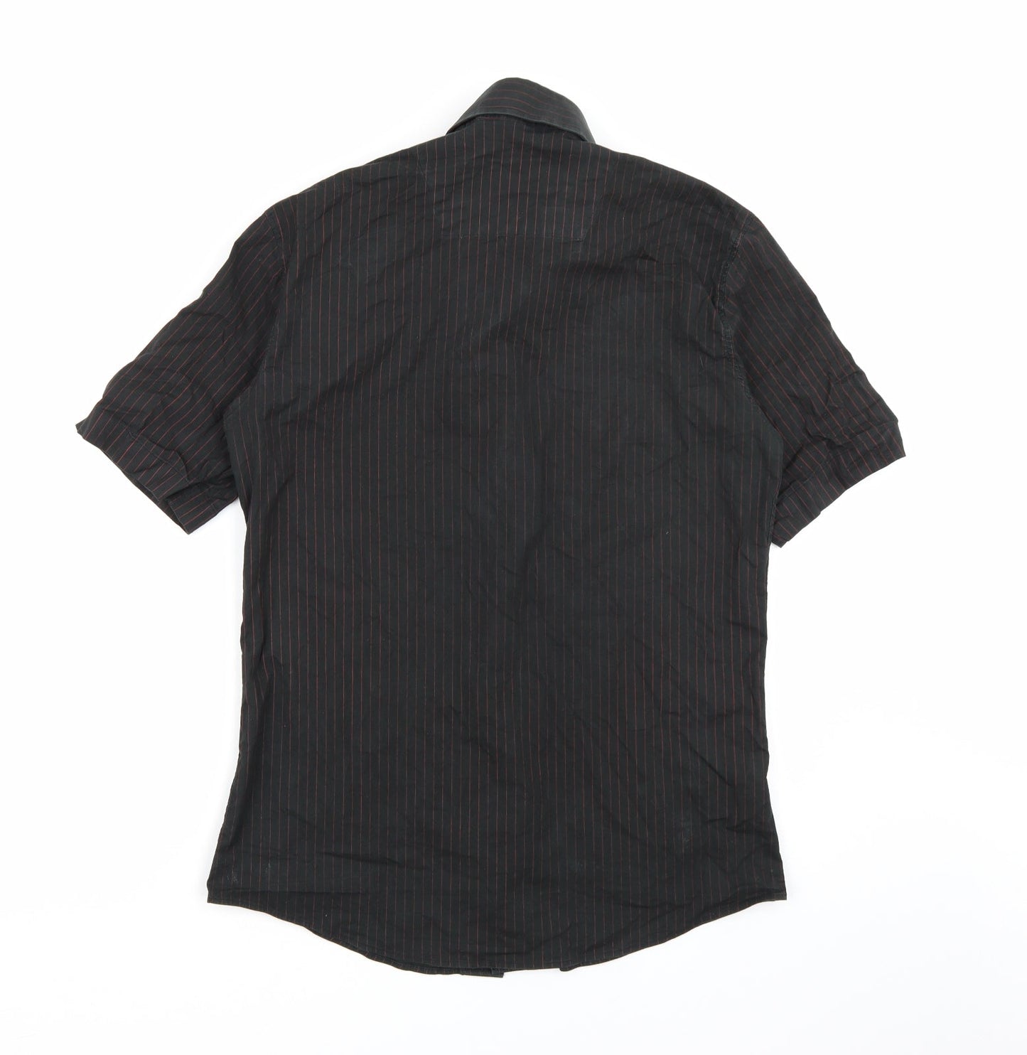 Charisma Mens Black Striped   Button-Up Size XL