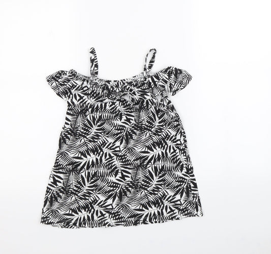 Preworn Girls Black Floral  Mini  Size 4 Years