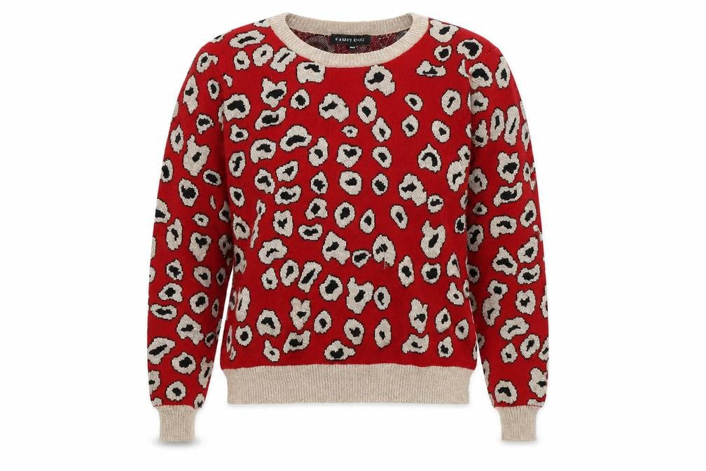 Cameo Rose Womens Red Animal Print Pullover Jumper Size M