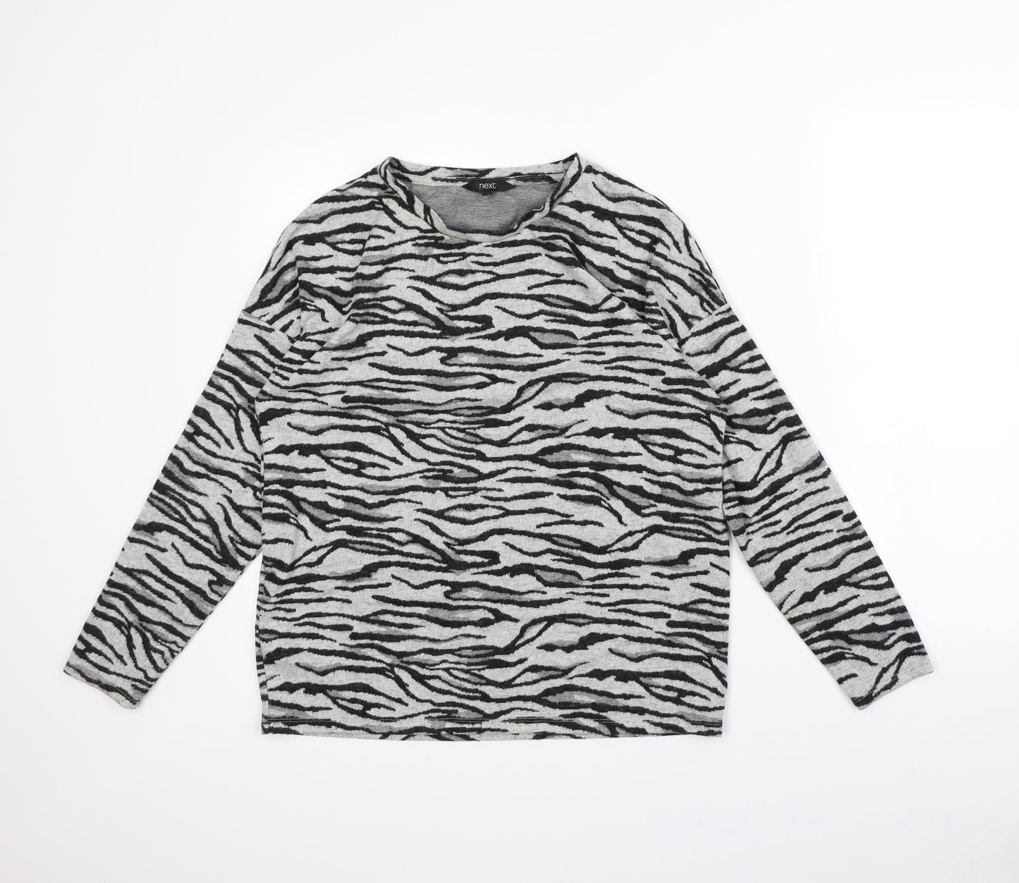 NEXT Womens Grey Animal Print  Pullover Jumper Size 10