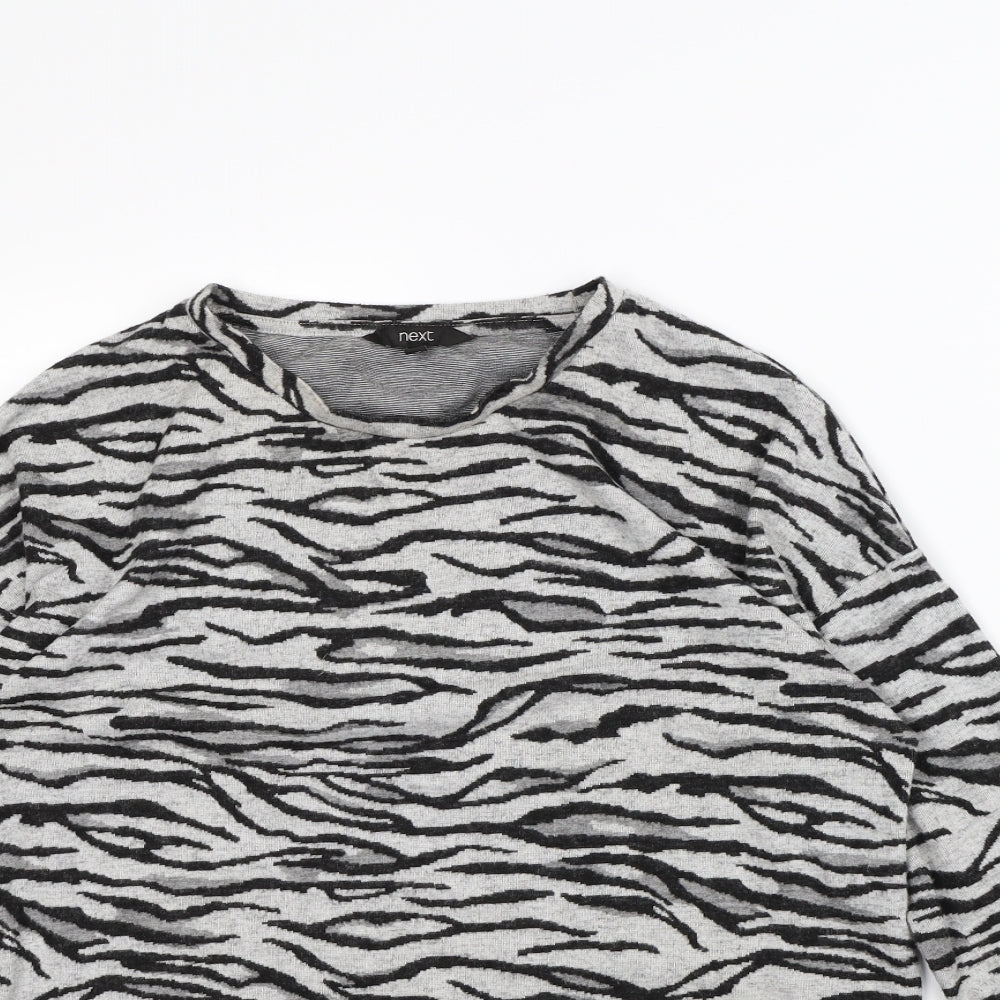 NEXT Womens Grey Animal Print  Pullover Jumper Size 10