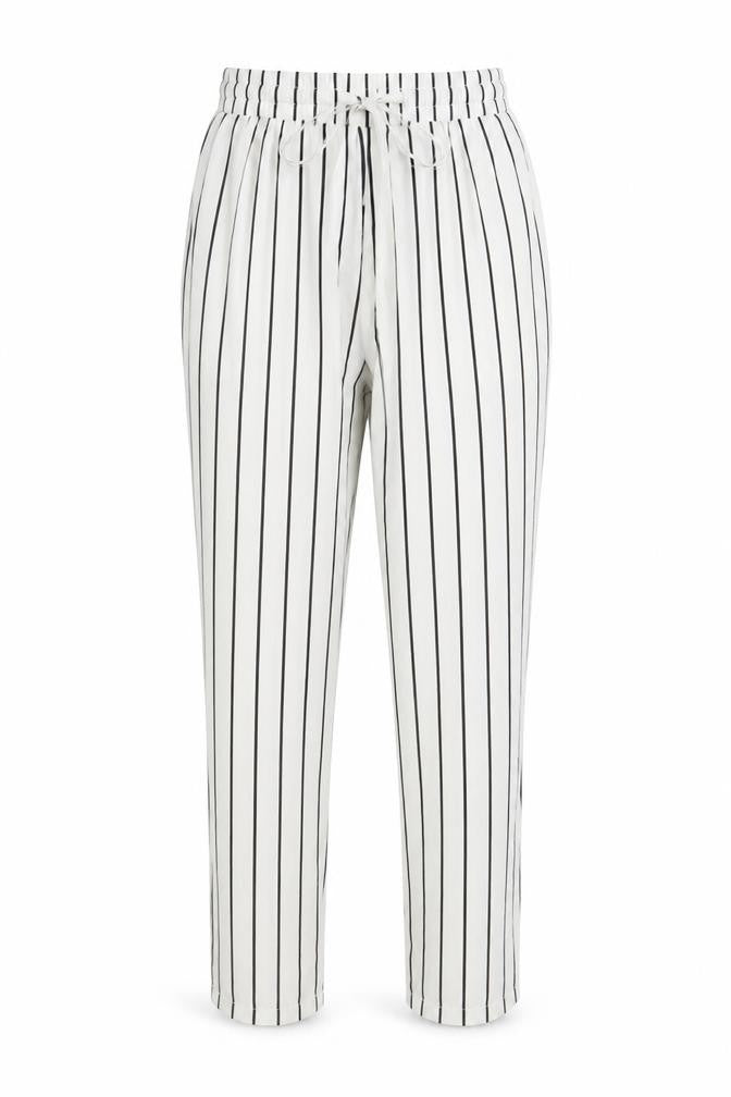 PRETTYLITTLETHING Womens White Striped  Trousers  Size 6 L26 in