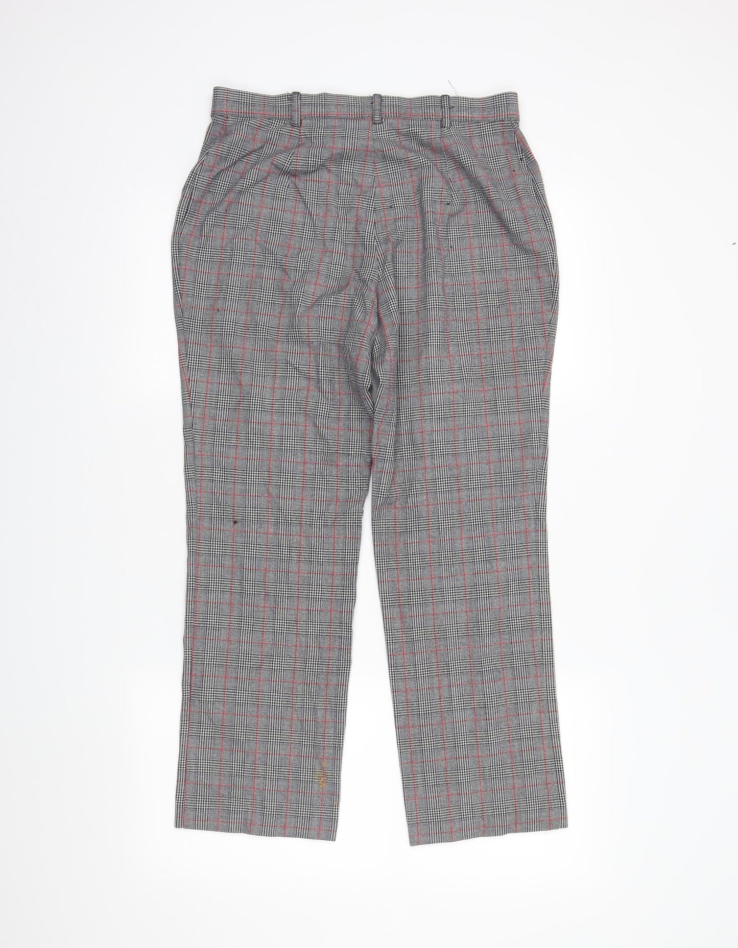 M&S Womens Grey Plaid  Dress Pants Trousers Size 14 L25 in