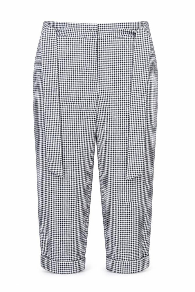 Dorothy Perkinsth Womens Blue Herringbone  Cropped Trousers Size 10 L23 in