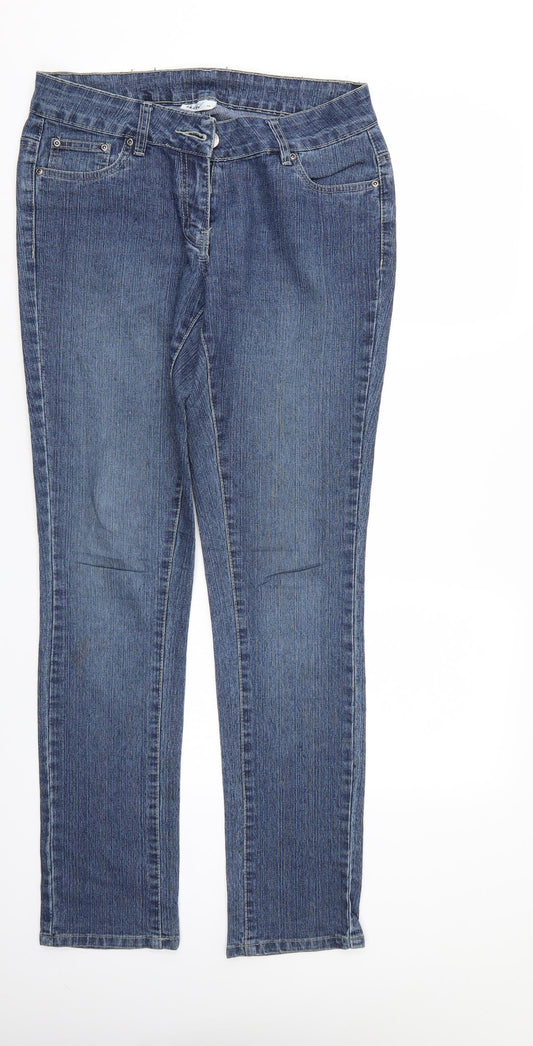 Preloved OKAY Womens Blue  Denim Straight Jeans Size 10 L30 in - Front