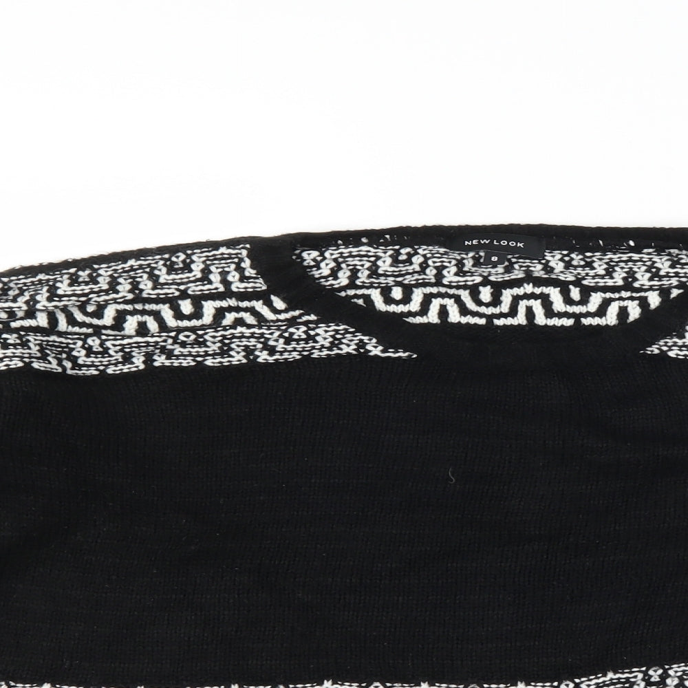 New Look Womens Black Geometric  Pullover Jumper Size 8
