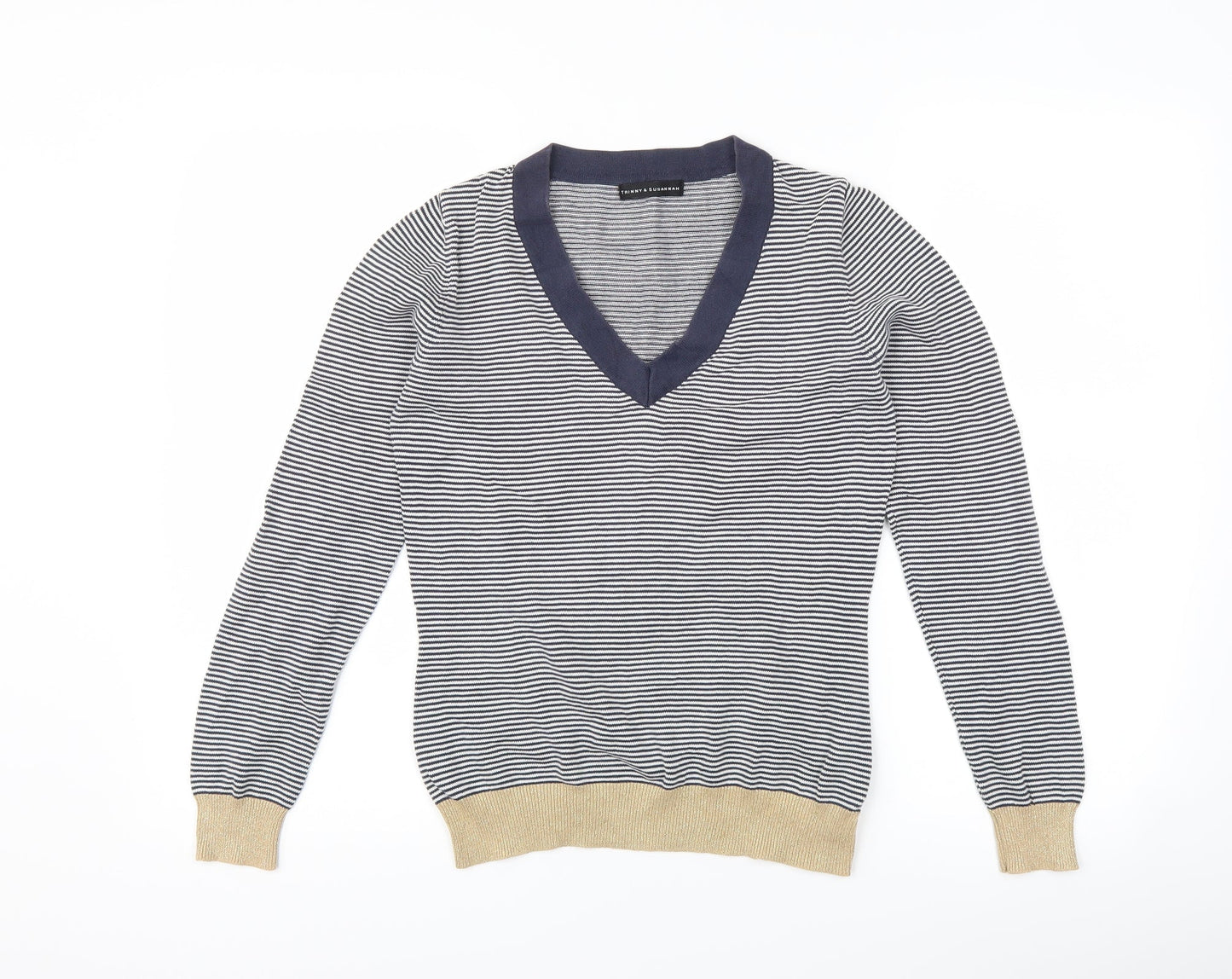 Trinny & Susannah Womens Blue Striped  Pullover Jumper Size 10