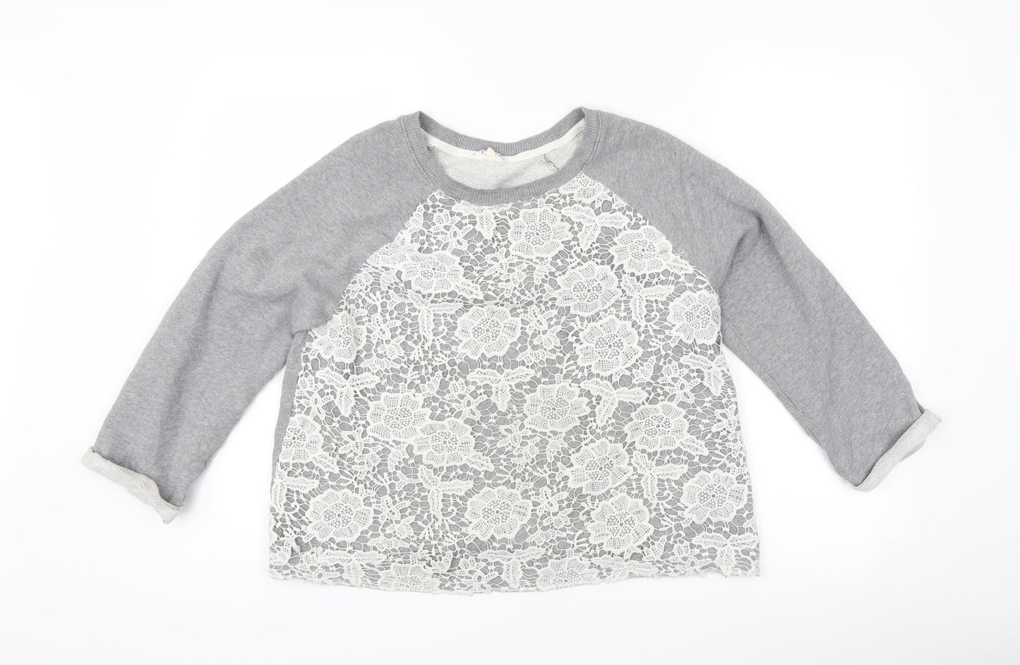 Matalan Womens Grey Floral  Pullover Sweatshirt Size 12