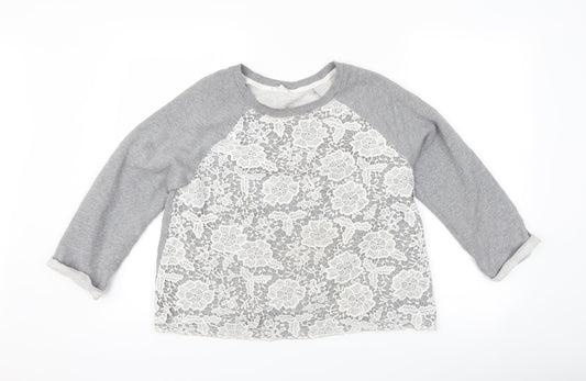 Matalan Womens Grey Floral  Pullover Sweatshirt Size 12
