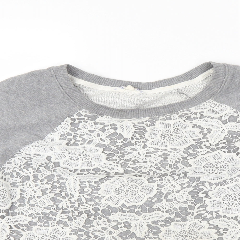 Matalan Womens Grey Floral  Pullover Sweatshirt Size 12