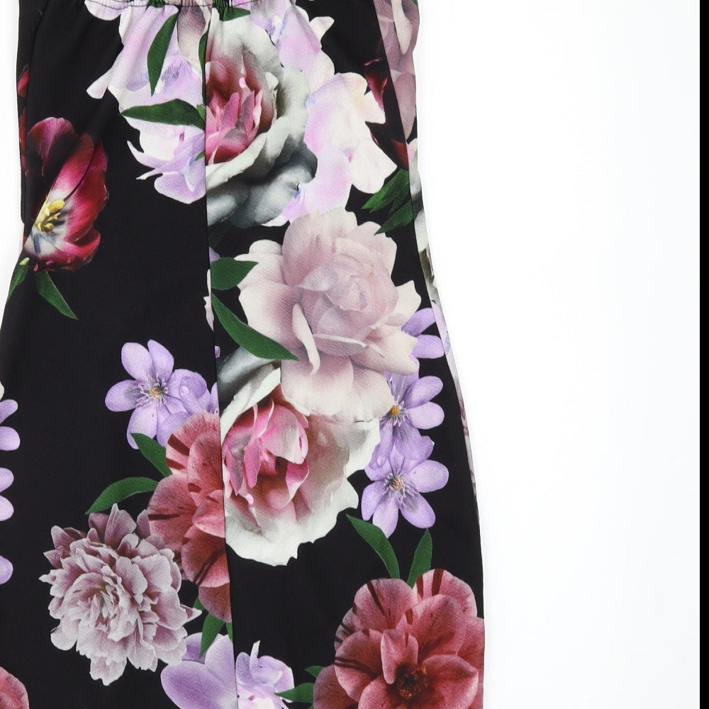 Select Womens Black Floral  Mini  Size 10
