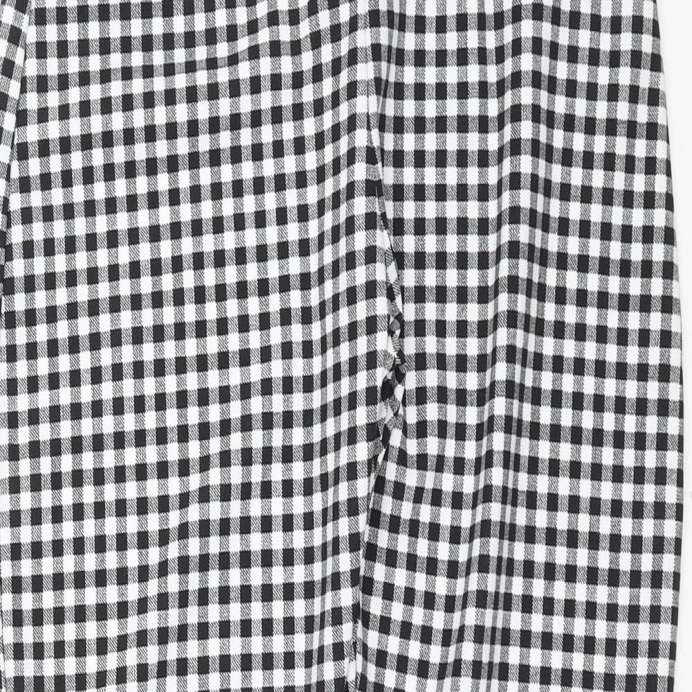 PRETTYLITTLETHING Womens Black Check  Trousers  Size 10 L24 in