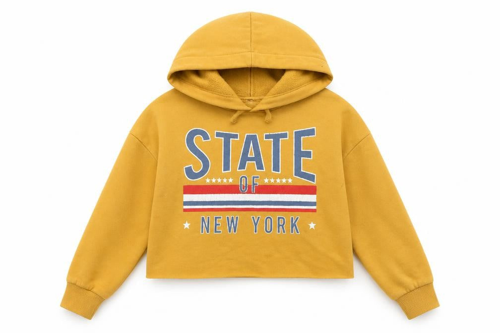 New Look Girls Yellow   Pullover Hoodie Size 9 Years  - cropped state of new york