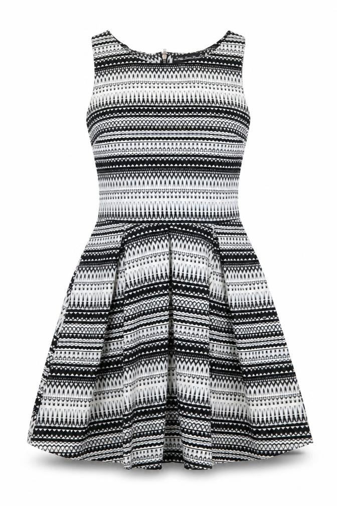 MELA LOVE LONDON Womens White Geometric  Fit & Flare  Size 10