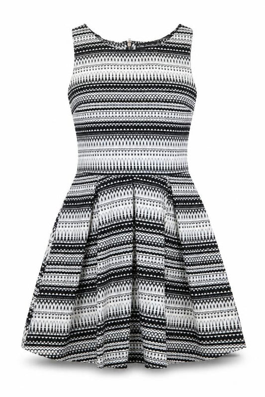 MELA LOVE LONDON Womens White Geometric  Fit & Flare  Size 10