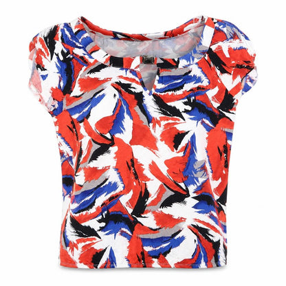 Maria Kaveva Womens Multicoloured Geometric  Basic T-Shirt Size 18