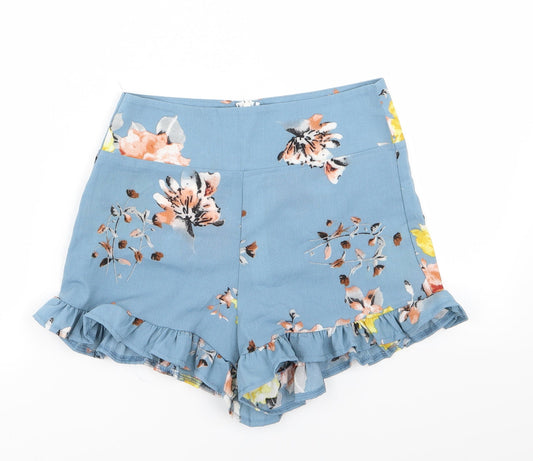 prewornq Womens Black Floral  Hot Pants Shorts Size S