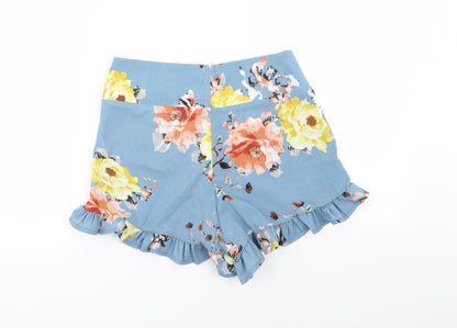 Preloved prewornq Womens Black Floral  Hot Pants Shorts Size S - Back