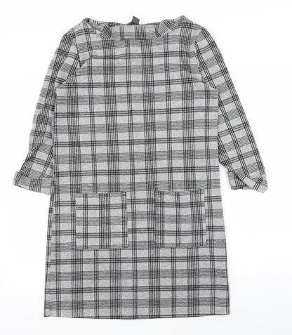 Preloved Primark Womens Grey Check  T-Shirt Dress  Size 8 - Front