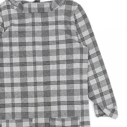 Preloved Primark Womens Grey Check  T-Shirt Dress  Size 8 - Detail